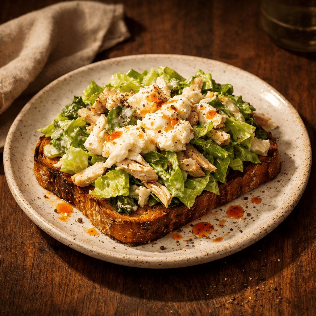 Caesar Burrata Chicken Toast